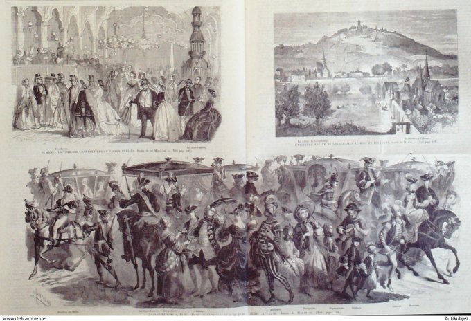 Le journal illustré 1866 n°113 Montpellier (34) Boulogne (92) fête des charpentiers