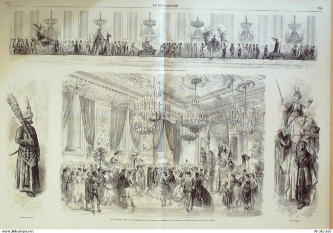 Le Monde illustré 1866 n°462 Chine Pékin tombeau Ming Bœuf Gras cortège Rouen (76)