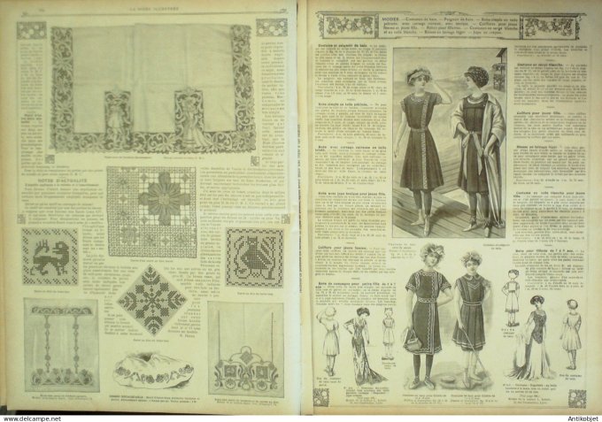 La Mode illustrée journal 1910 n° 18 Toilettes Costumes Passementerie