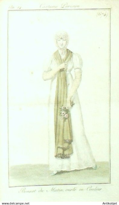 Costume Parisien 1806 an 14 # 674 (eau forte) Bonnet du matin ourlé