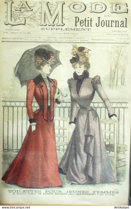 La Mode du Petit journal 1898 n° 24 Toilettes Costumes Passementerie