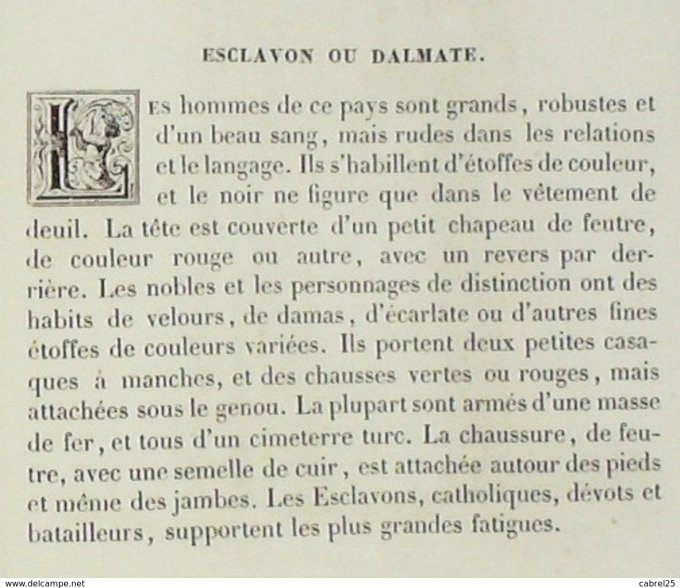 Croatie ESCLAVON Dalmate 1859