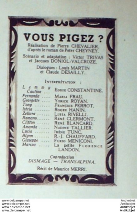 Mon Film 509 56-05-23 Vous pigez Eddie Constantine Maria Frau