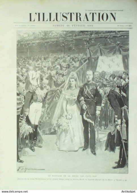 L'illustration 1901 n°3025 Pays-Bas La Haye Mariage Paul Deschanel Germaine Brice