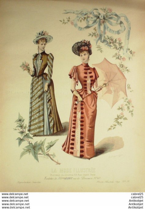 Gravure de mode La Mode illustrée 1890 n°19 (Maison Gradoz)
