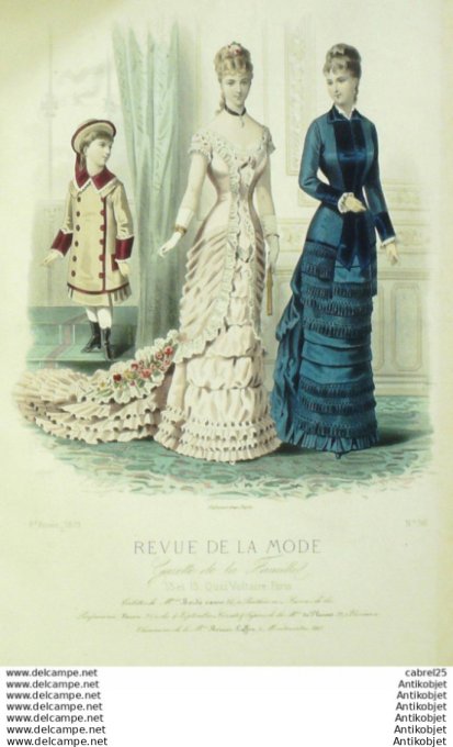 Gravure Mode La Gazette 1879 # 381 (Old Fashion plate)