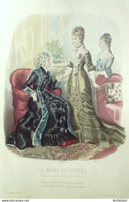 Gravure Mode illustree 1878 #  5 (Old Fashion plate)