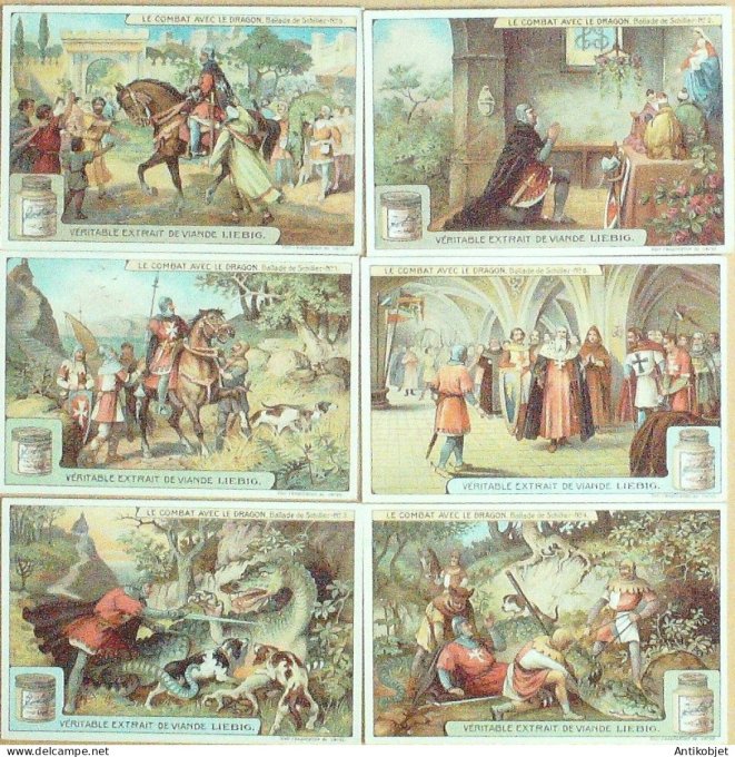 Chromo Liebig Sang  990 Le combat avec le dragon Schiller (1910)