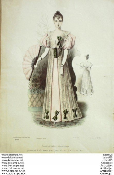 Gravure Mode Le Coquet 1892 # 48 (Old Fashion plate)