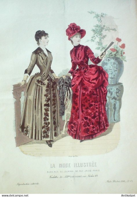 Gravure Mode illustree 1884 # 45 (Old Fashion plate)
