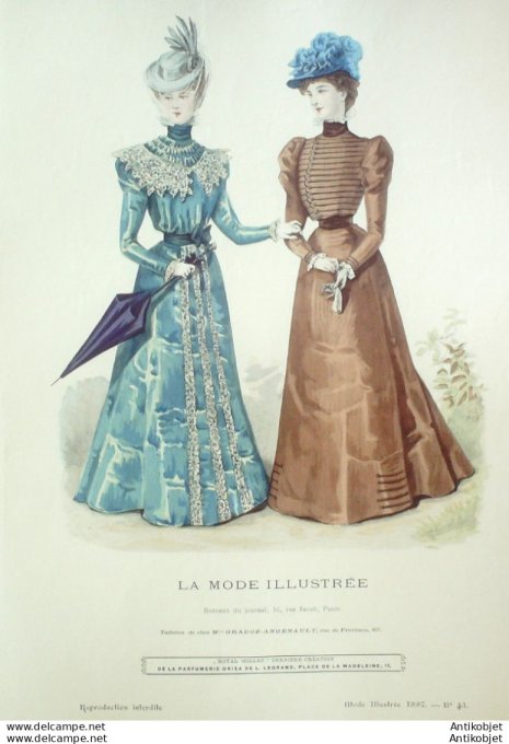 Gravure Mode illustree 1897 # 43 (Old Fashion plate) rare