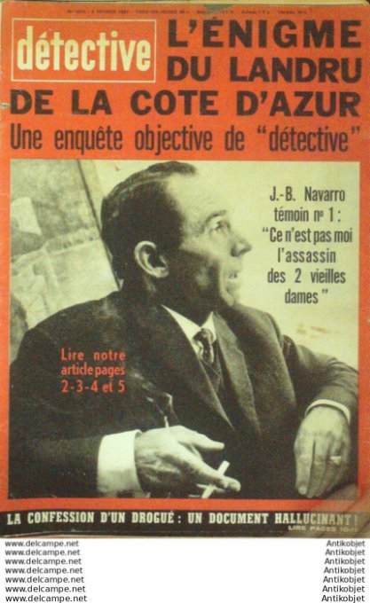 Détective 1967 # 1075 Villejuif Porcheux St-Geniès Asnières Bordeaux Bébel Le Manouche