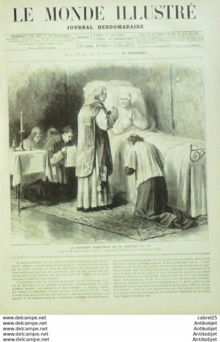 Le Monde illustré 1878 n°1088 Italie Romepie Ix Sacerdoce Cardinaux Potentiles à La Papaute