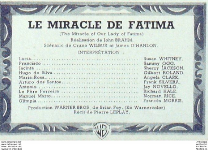 Le miracle Fatima Francès Morris Susan Whitney  Sammy Ogg
