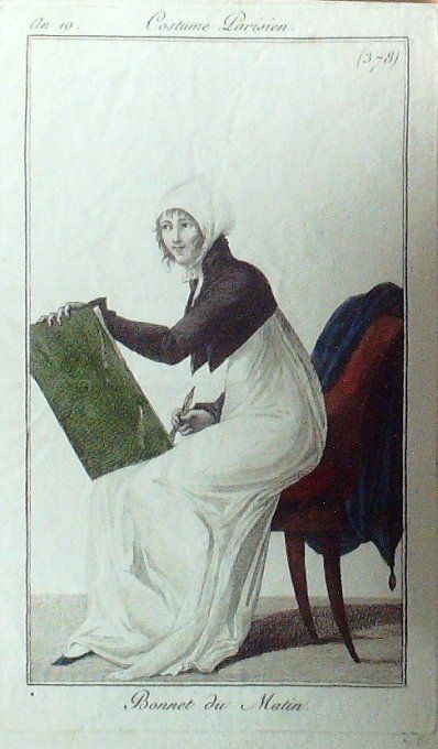 Gravure Mode Costume Parisien 1802 an 10 # 378 (eau forte old Fashion plate
