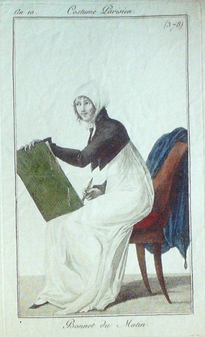 Gravure Mode Costume Parisien 1802 an 10 # 378 (eau forte old Fashion plate