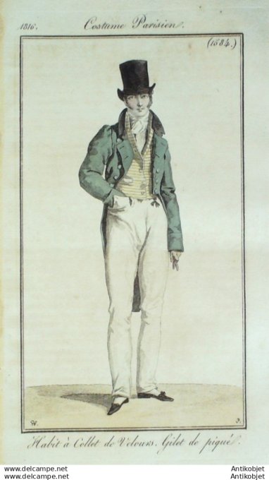 Gravure Mode Costume Parisien 1816 # 1584 (eau forte old Fashion plate