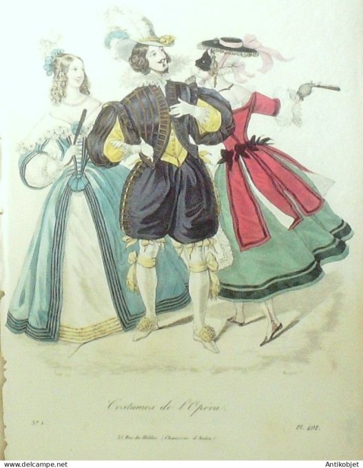Gravure La mode 1836 # 491 (aquarelle old Fashion plate)