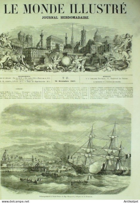 Le Monde illustré 1857 n° 37 Saint-Denis (93) Andlau Spesbourg (67) Havre (76)