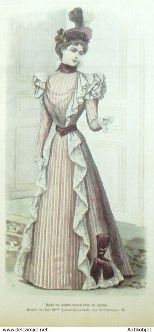 La Mode illustrée journal 1897 n° 32 Robe en Pékin