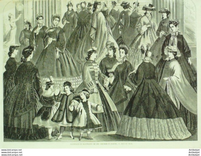 Gravure de mode La Mode illustrée (Maison Grenier-Foigne) Mantelets