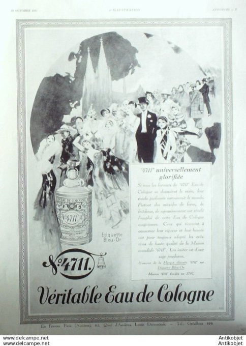 Publicite Cosmetique Eau de Cologne 4711 universellement glorifiee 1930