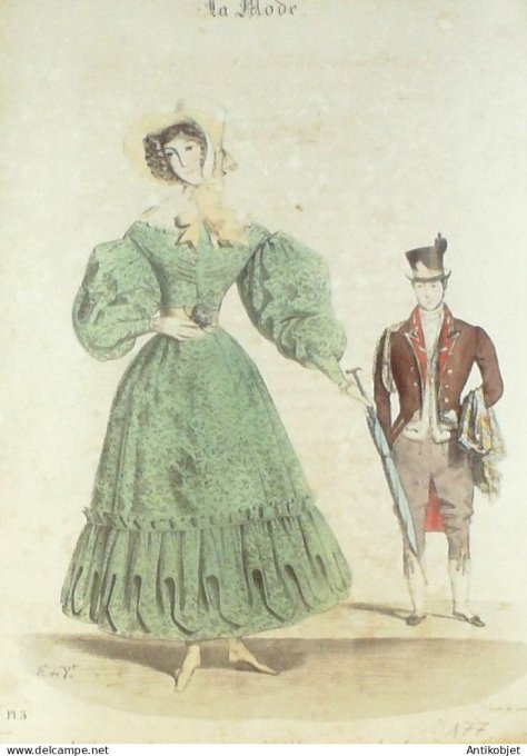 Gravure La mode 1831 # 177 (aquarelle old Fashion plate)