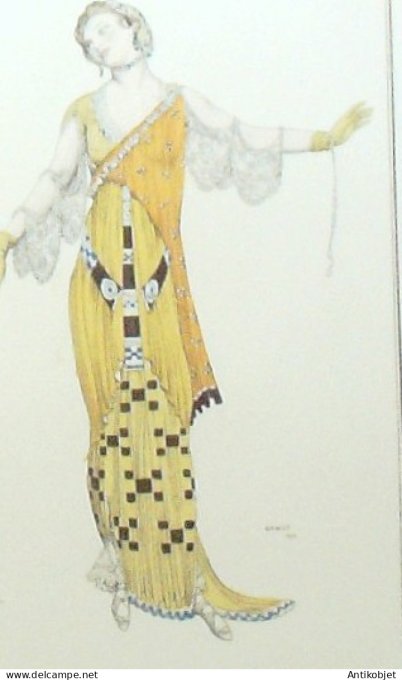 Gravure de mode Costume Parisien 1913 pl.073 BAKST Léon Dioné dessin Bakst