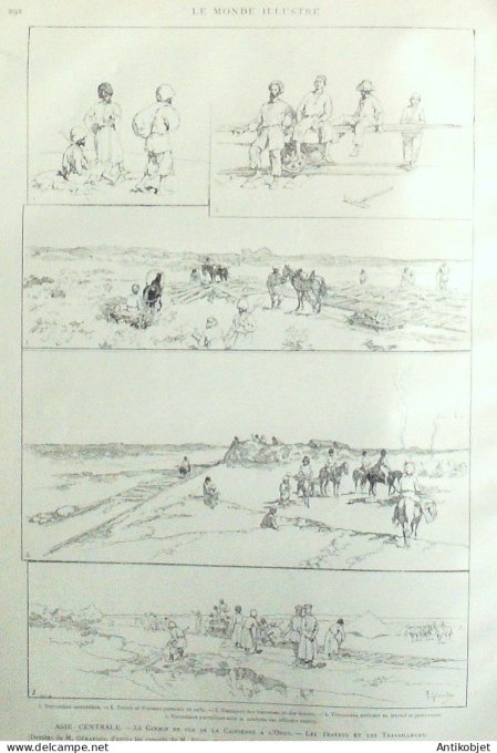 Le Monde illustré 1886 n°1545 Avignon (84)  Barthelasse Espagne Séville Turkménistan Oxus Merv