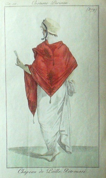 Gravure Mode Costume Parisien 1802 an 10 # 379 (eau forte old Fashion plate