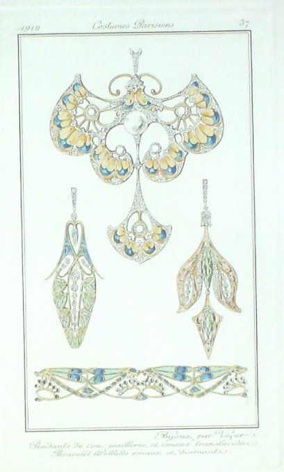 Vever Pochoir Mode Art Deco n°  37-1912 Journal des Dames