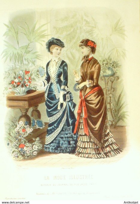 Gravure de mode La Mode illustrée 1881 n°41 (Maison Bréant-Castel)