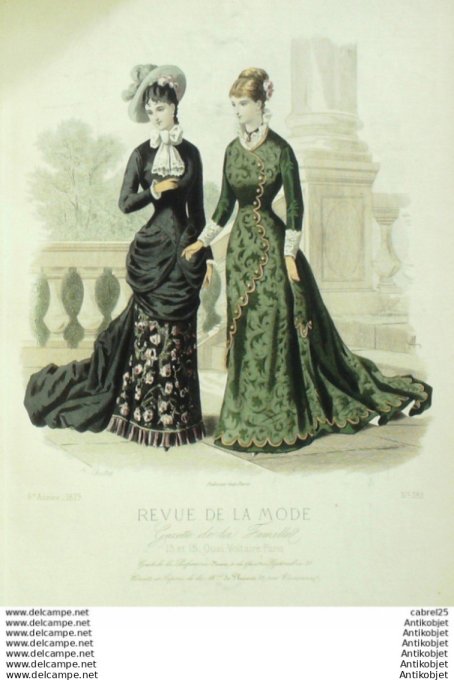 Gravure Mode La Gazette 1879 # 382 (Old Fashion plate)