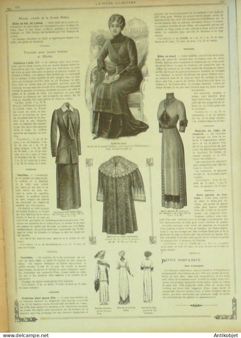 La Mode illustrée journal 1911 n° 53 Toilettes Costumes Passementerie