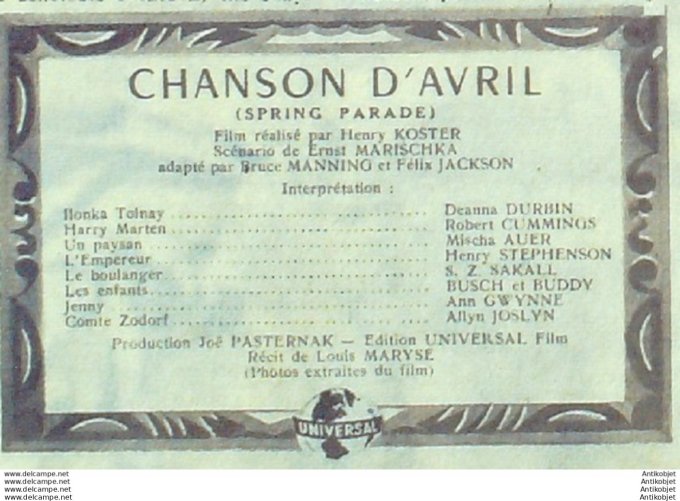 Chanson d'avril Deanna Durbin Allyn Joslyn Mischa Auber