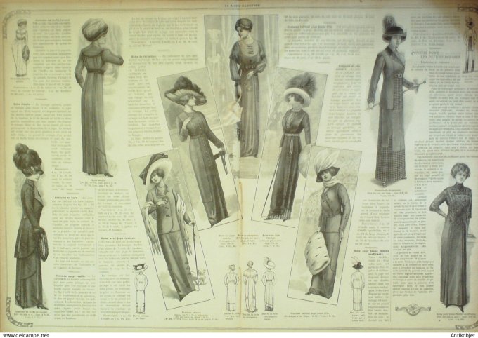 La Mode illustrée journal 1911 n° 53 Toilettes Costumes Passementerie
