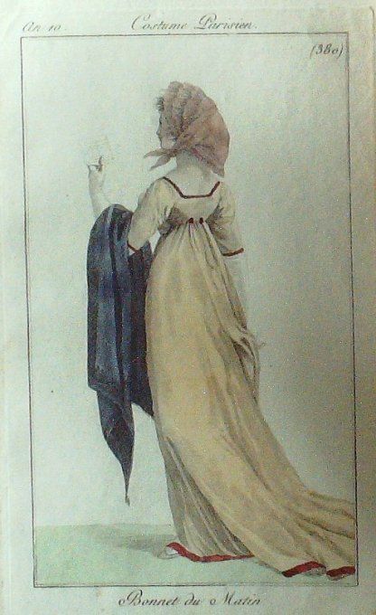 Gravure Mode Costume Parisien 1802 an 10 # 380 (eau forte old Fashion plate