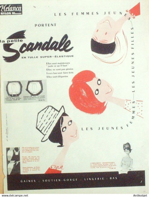 Publicité Lingerie Scandale signée Blonde 1951