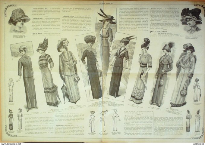 La Mode illustrée journal 1911 n° 27 Toilettes Costumes Passementerie
