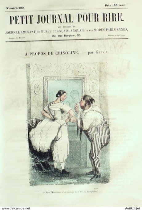 Petit journal pour Rire 1859 # 200 A propos de Crinoline Grevin