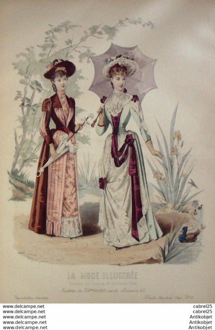 Gravure de mode La Mode illustrée 1890 n°21 (Maison Gradoz)