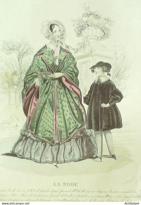 Gravure La mode 1840 # 43 (aquarelle old Fashion plate)