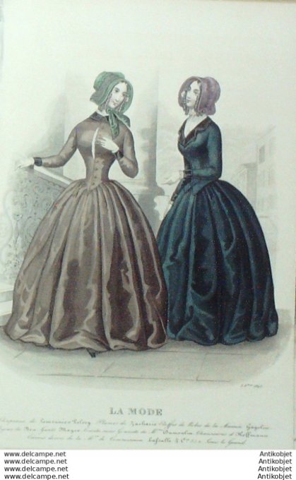 Gravure La mode 1845 # 31 (aquarelle old Fashion plate)