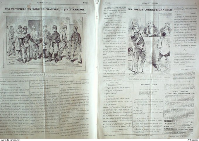 Le Journal Amusant 1880 # 1241 Nos troupiers en robe de chambre par Randon