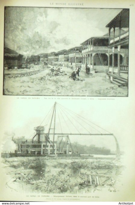 Le Monde illustré 1884 n°1412 Barbizon (77) Panama Christophe Colomb, à Colon