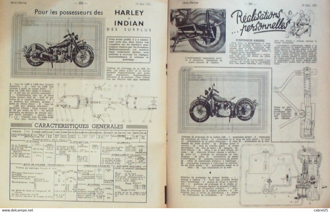Moto Revue 1951 n° 1033 Bmw R67 2 temps Durkopp 125 Vélocette 250 350 Harley Indian