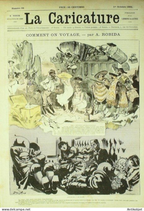 La Caricature 1881 #  92 Cmment on voyage Robida 28 jours d'un droguiste Draner Loys