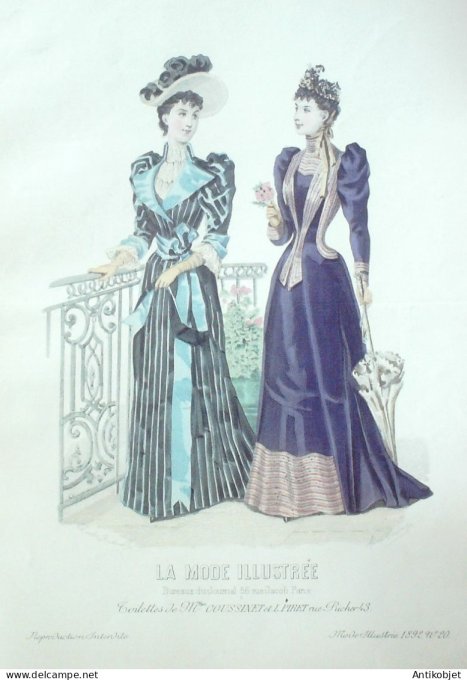 Gravure Mode illustree 1892 # 20 (Old Fashion plate) RARE