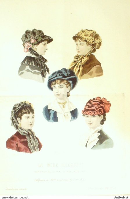 Gravure de mode La Mode illustrée 1881 n°42 (Maison Villedieu)