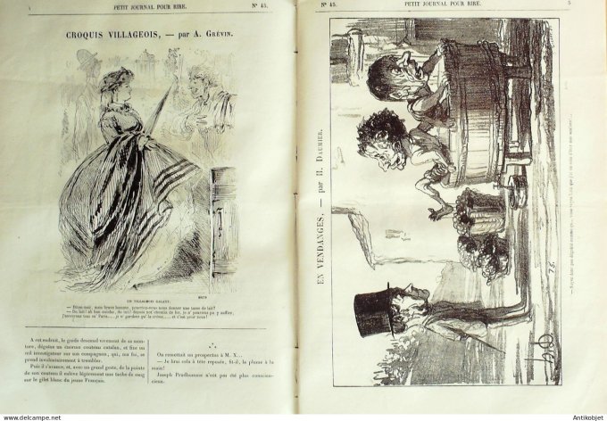 Petit journal pour Rire 1868 #   45 En Vendanges Honore Daumier